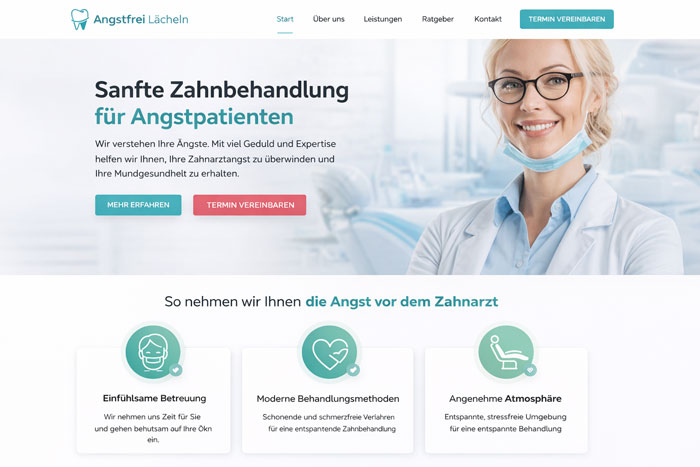 Webseite Zahnarzt Angstpatienten