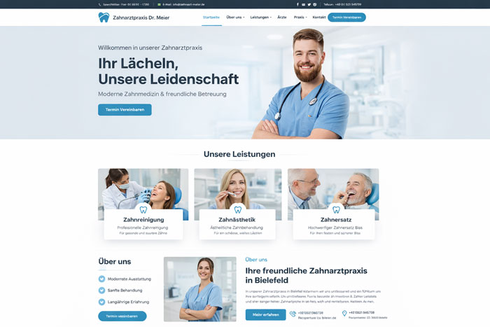 Webseite für eine gemeinschaftlicher Zahnarztpraxis