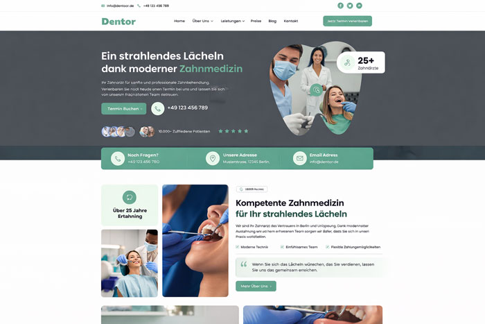 Webseite für zahnärztliche Gemeinschaftspraxen