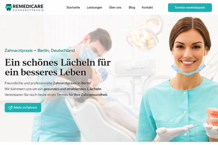 Webseite für einen Zahnarzt