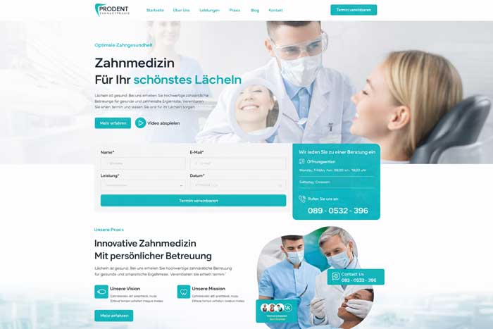 Webseite für Zahnarztpraxis