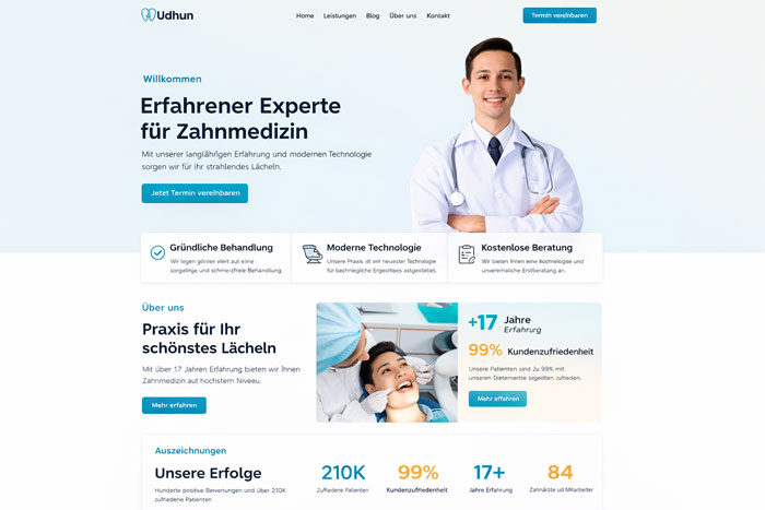 Webseite für zahnmedizinische Praxen